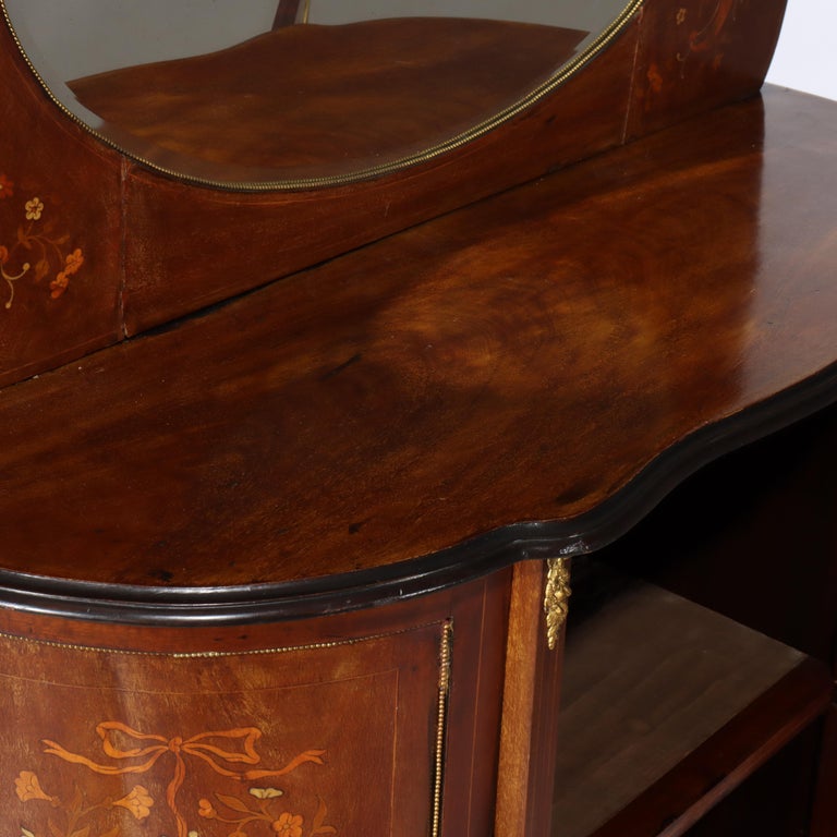 Antique French Ebonized Rosewood, Marquetry & Ormolu Curio Top Cabinet C1890
