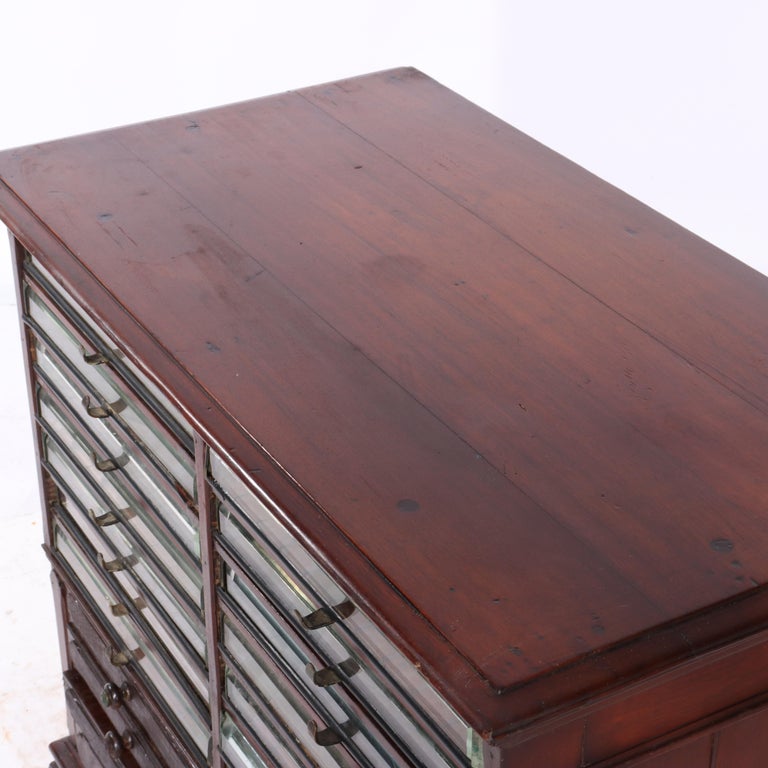 Antique Mahogany 22 Drawer Country Store Spool Cabinet C1900