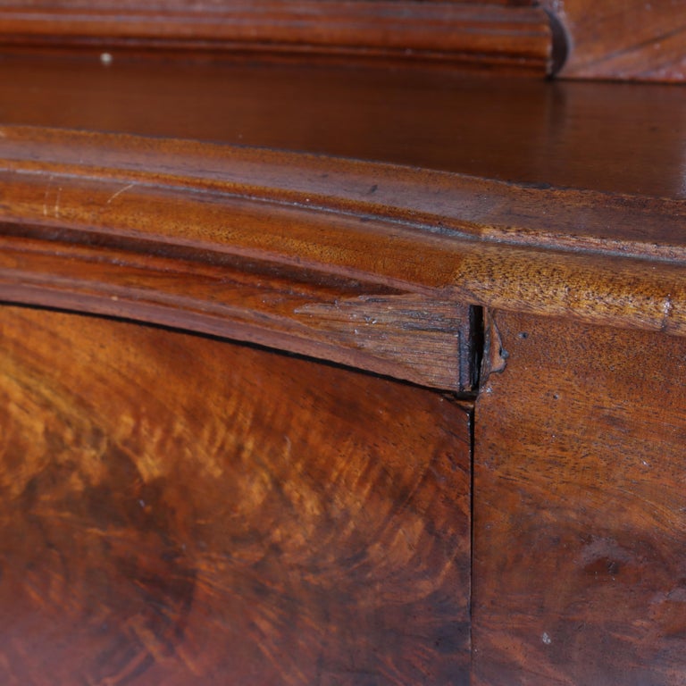 Antique Victorian Carved Flame Mahogany Five Drawer Chest C1880