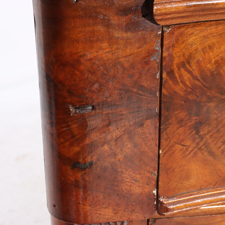 Antique Victorian Carved Flame Mahogany Five Drawer Chest C1880