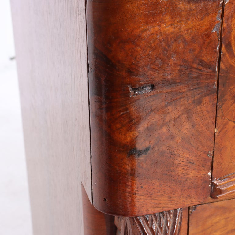 Antique Victorian Carved Flame Mahogany Five Drawer Chest C1880