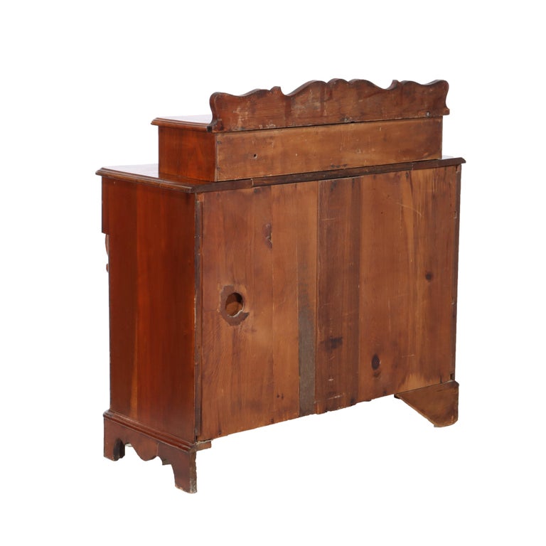 Antique Victorian Carved Flame Mahogany Five Drawer Chest C1880