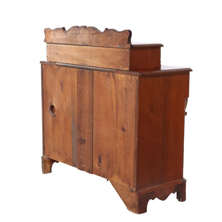 Antique Victorian Carved Flame Mahogany Five Drawer Chest C1880