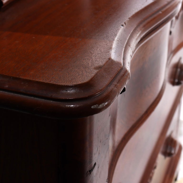 Antique Victorian Carved Flame Mahogany Five Drawer Chest C1880