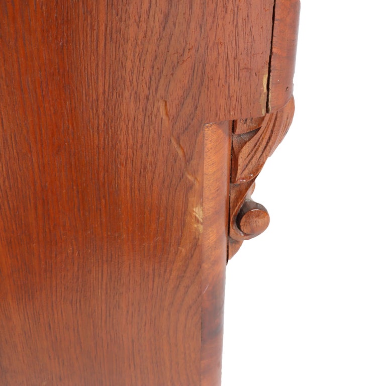 Antique Victorian Carved Flame Mahogany Five Drawer Chest C1880