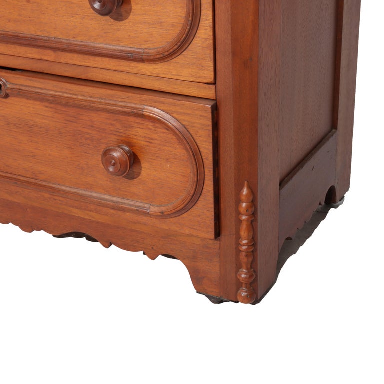 Antique Victorian Walnut Three Drawer Commode C1890