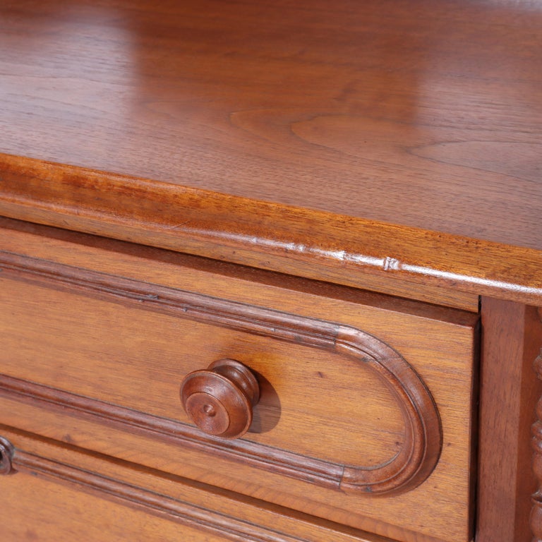 Antique Victorian Walnut Three Drawer Commode C1890