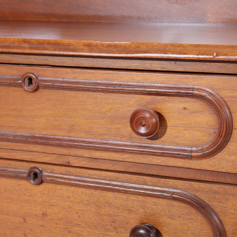 Antique Victorian Walnut Three Drawer Commode C1890