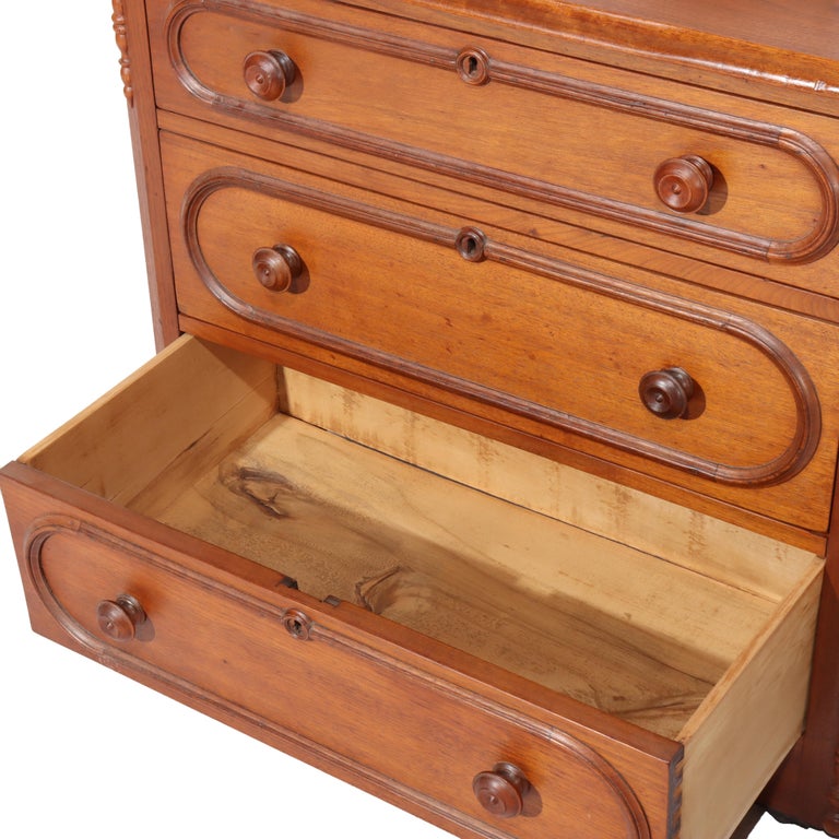 Antique Victorian Walnut Three Drawer Commode C1890