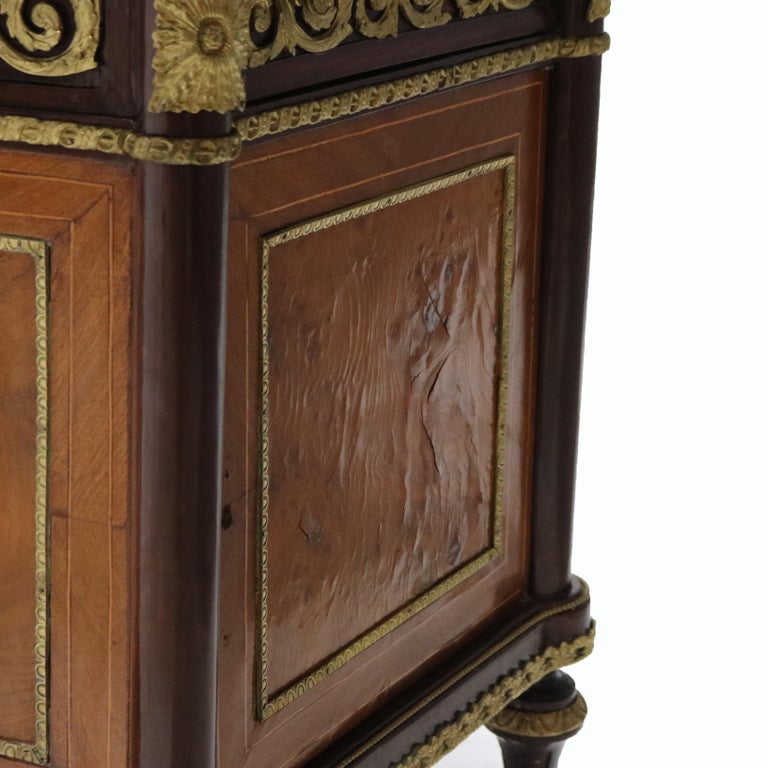 French Louis XVI Rosewood, Kingwood Marquetry & Ormolu Side Cabinet 20thC