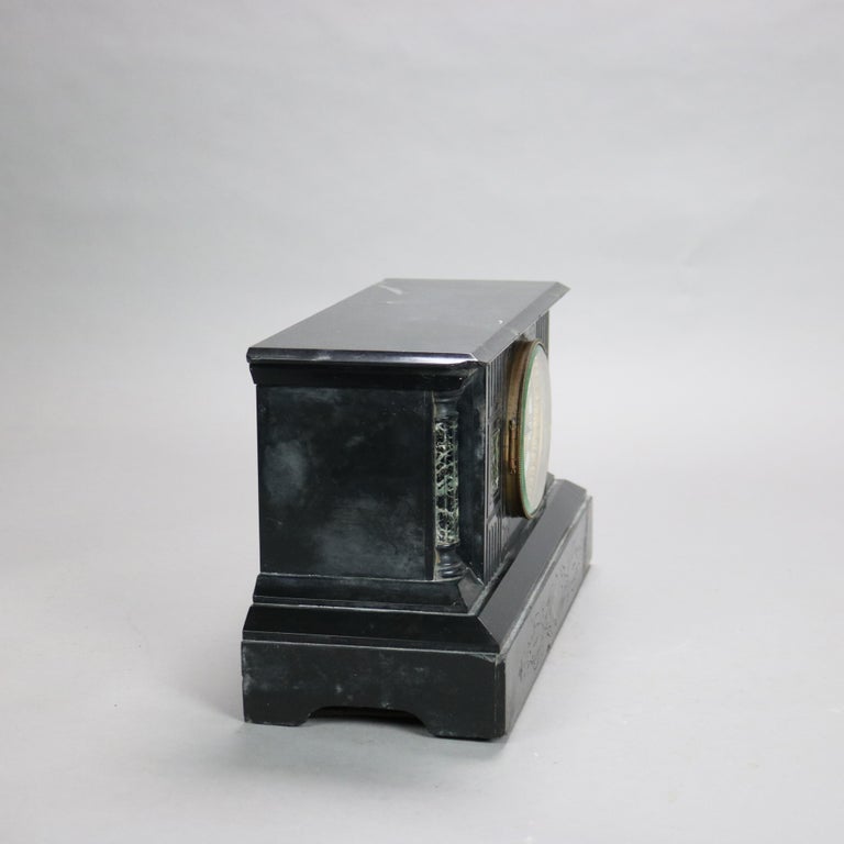Antique Neoclassical Slate Mantle Clock with Open Escapement, c1890