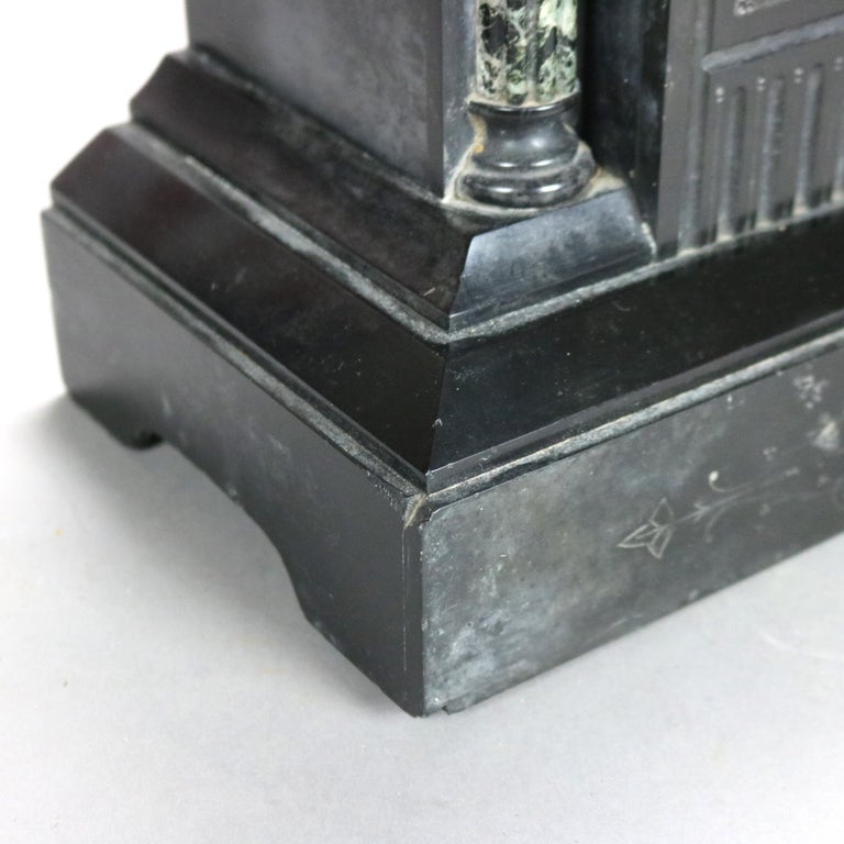 Antique Neoclassical Slate Mantle Clock with Open Escapement, c1890