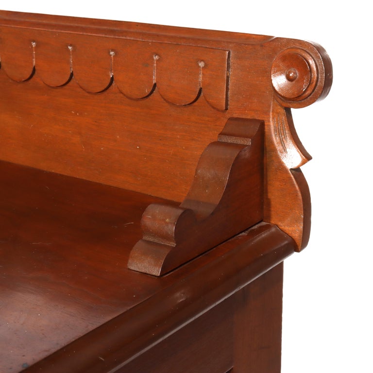 Antique Eastlake Chip Carved Walnut Three Drawer Washstand C1890