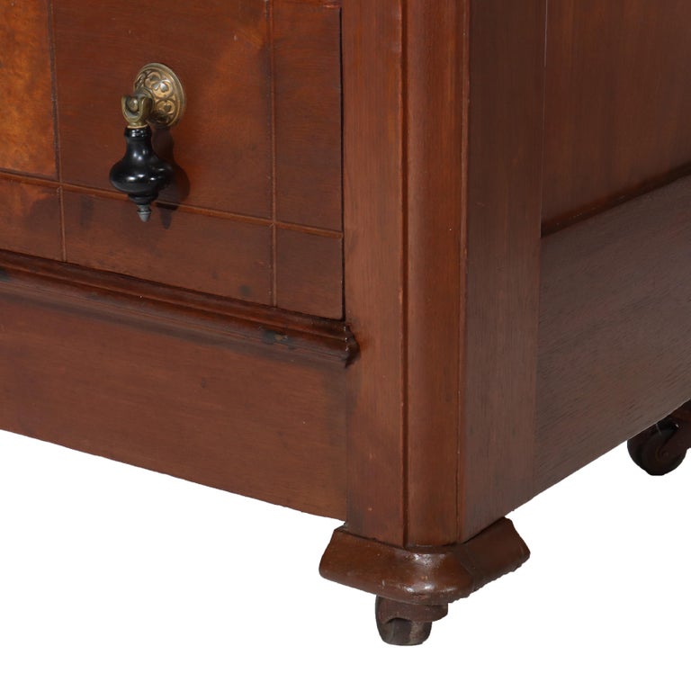 Antique Eastlake Chip Carved Walnut Three Drawer Washstand C1890