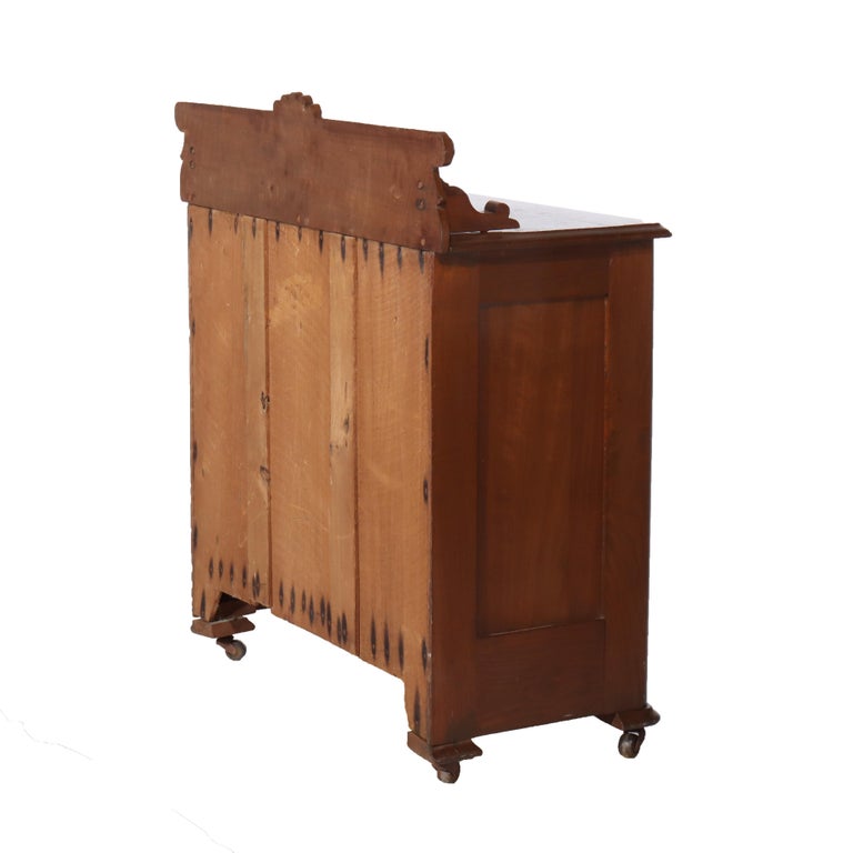 Antique Eastlake Chip Carved Walnut Three Drawer Washstand C1890