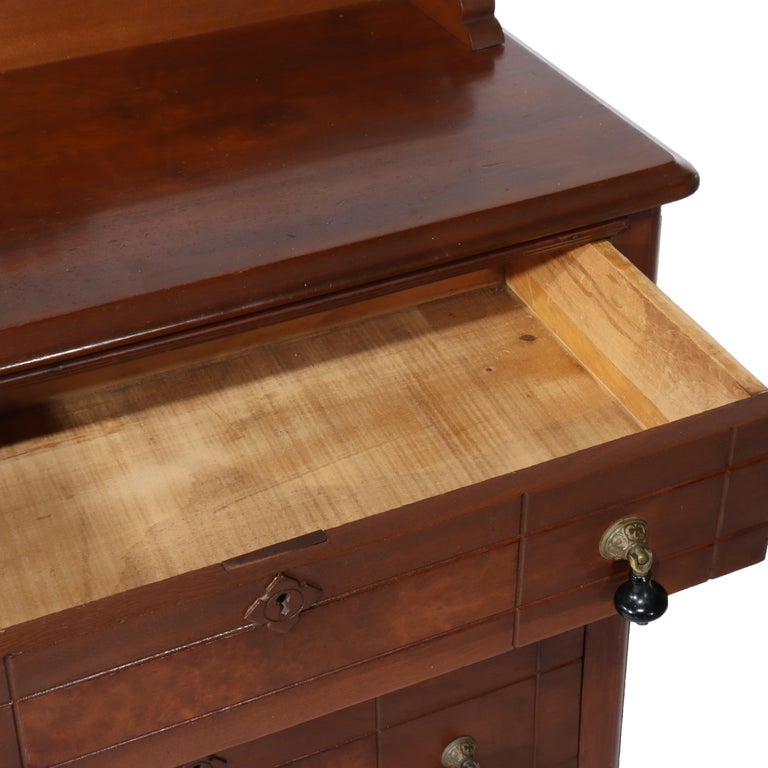 Antique Eastlake Chip Carved Walnut Three Drawer Washstand C1890