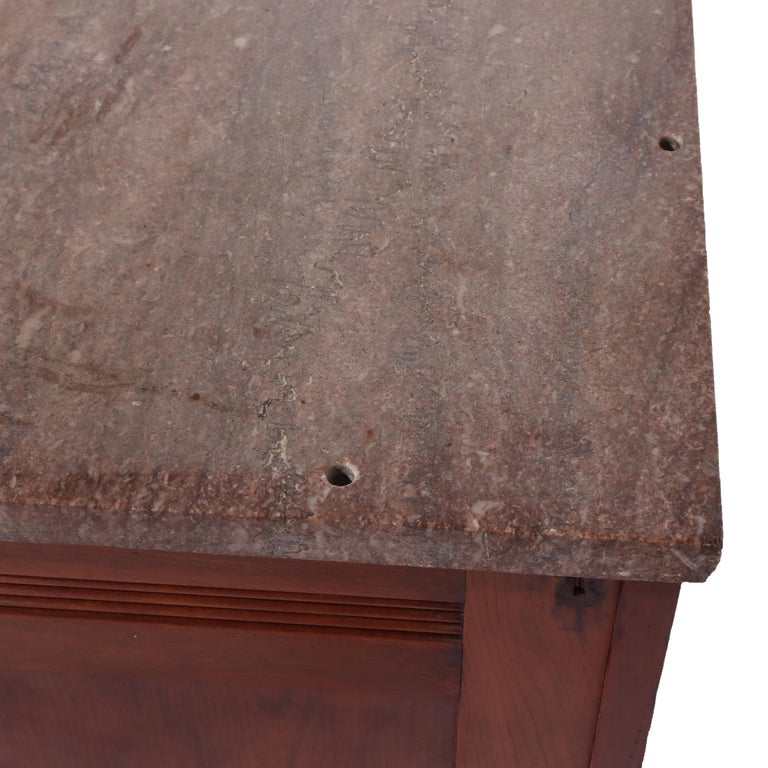 Antique Eastlake Walnut & Burl Marble Top Washstand C1890