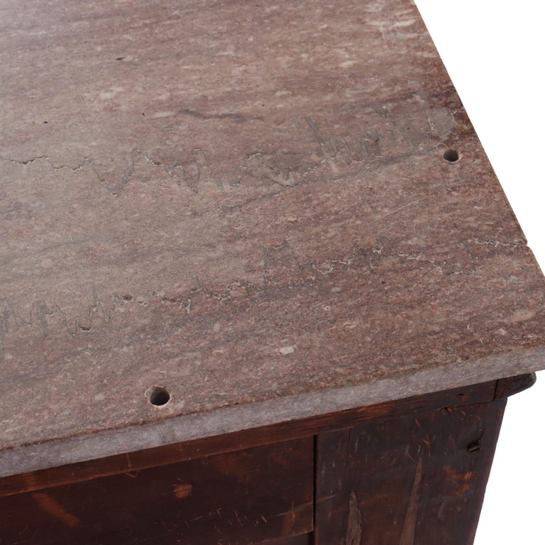 Antique Eastlake Walnut & Burl Marble Top Washstand C1890