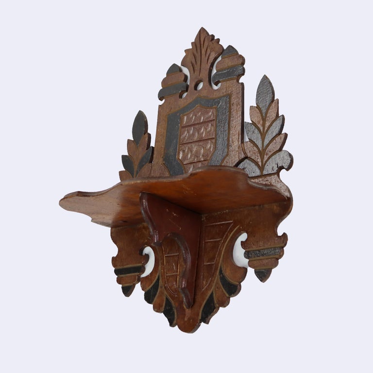 Seven Antique Black Forest Carved Walnut Pieces C1890