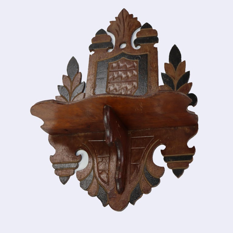 Seven Antique Black Forest Carved Walnut Pieces C1890