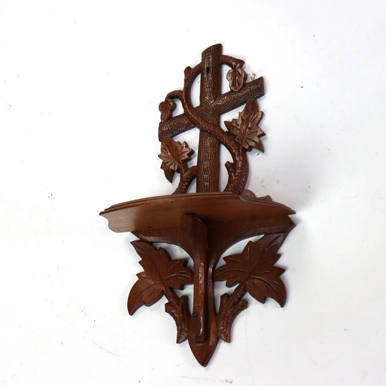 Seven Antique Black Forest Carved Walnut Pieces C1890