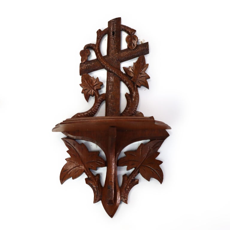 Seven Antique Black Forest Carved Walnut Pieces C1890