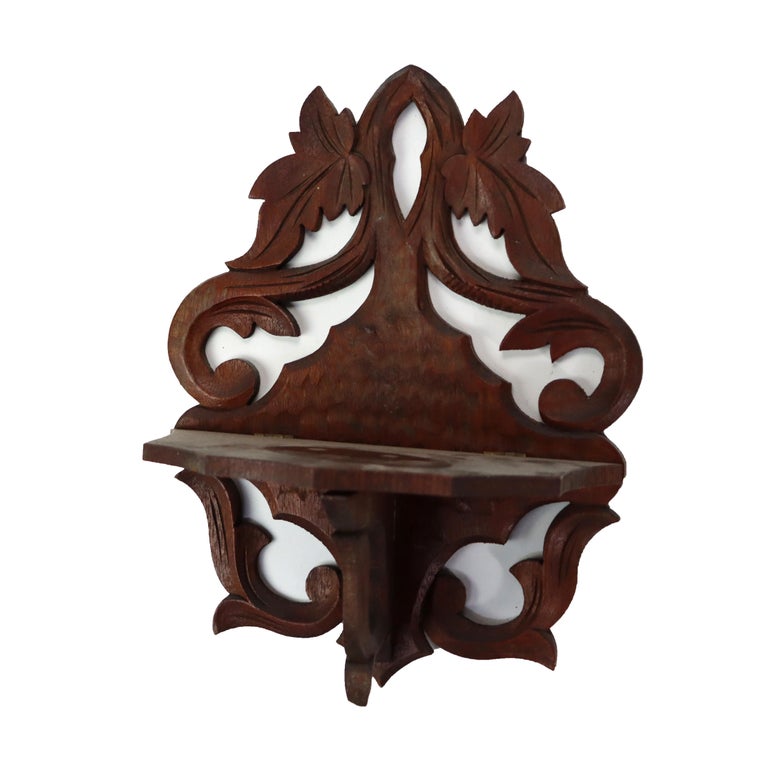 Seven Antique Black Forest Carved Walnut Pieces C1890