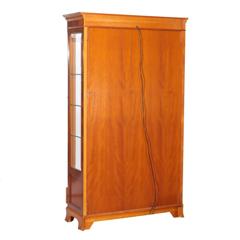 Antique Mahogany & Satinwood Two Door Five Drawer China Cabinet C1920