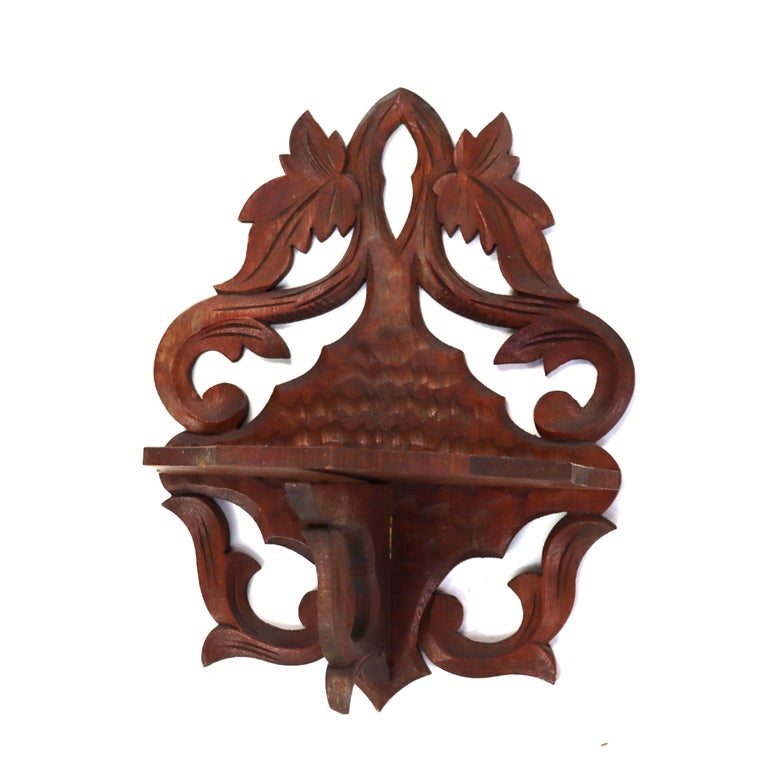 Seven Antique Black Forest Carved Walnut Pieces C1890