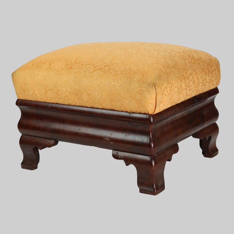 Antique American Empire Classical Flame Mahogany Footstool C1840