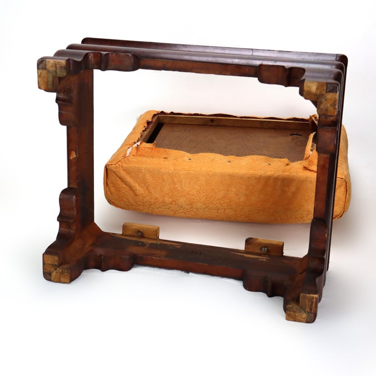 Antique American Empire Classical Flame Mahogany Footstool C1840