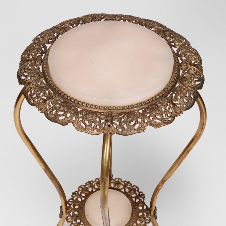 Antique French Bronzed Metal & Onyx Fern Stand, Circa 1890