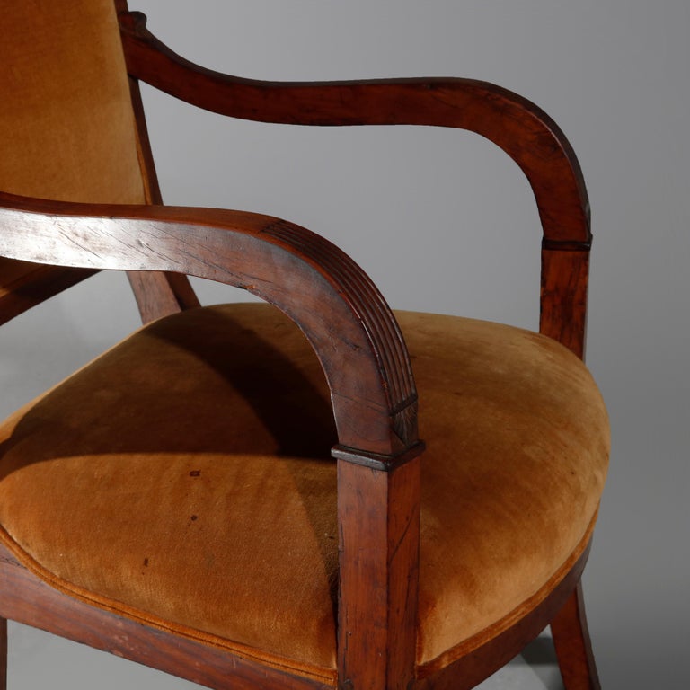 Antique European Biedermeier Walnut Armchair, circa 1820