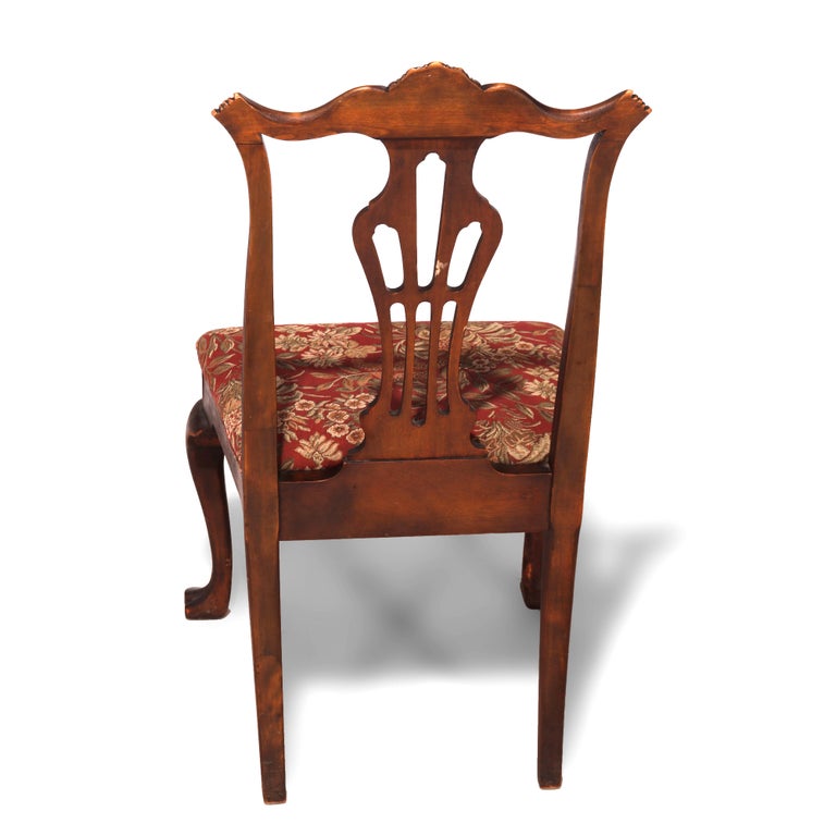 Six Antique Chippendale Style Mahogany Slat Back Dining Chairs, c1930