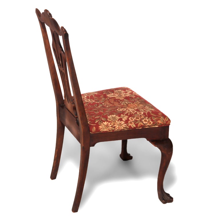 Six Antique Chippendale Style Mahogany Slat Back Dining Chairs, c1930