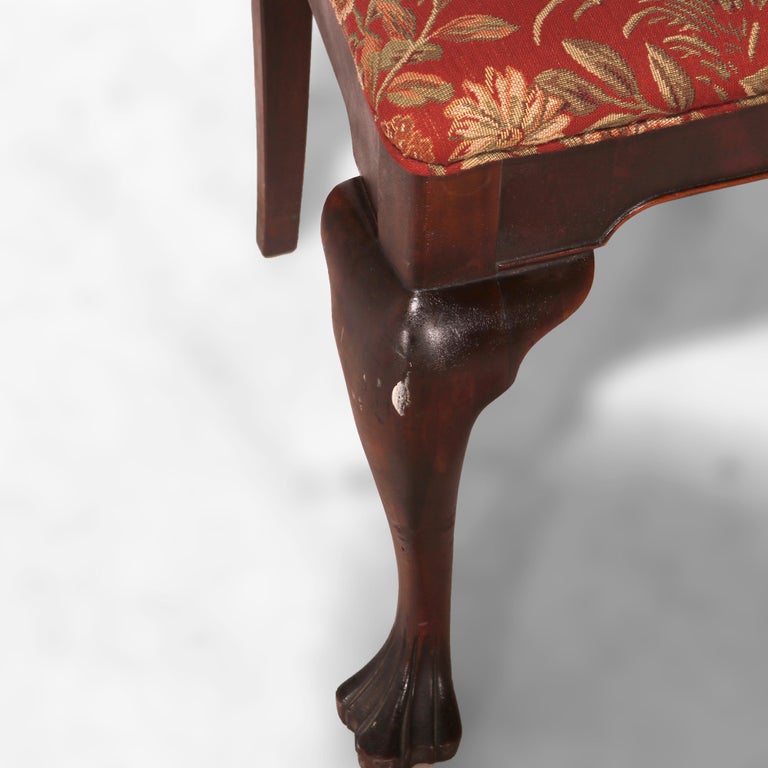 Six Antique Chippendale Style Mahogany Slat Back Dining Chairs, c1930