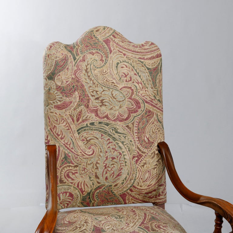 Antique Italian Renaissance Revival Style Carved Walnut Throne Chair, circa 1900