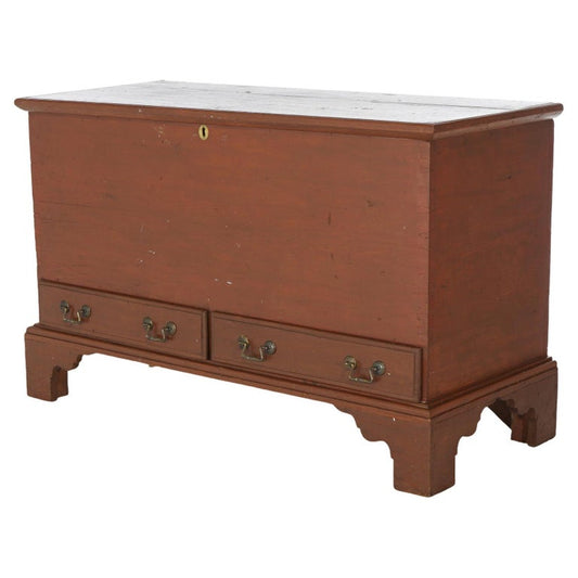 Antique Chippendale Softwood Blanket Chest with Strap Hinges C1830