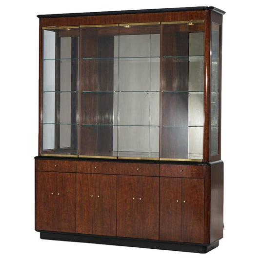 Mid Century Modern Profiles by Drexel Mahogany & Ebonized Breakfront Cabinet
