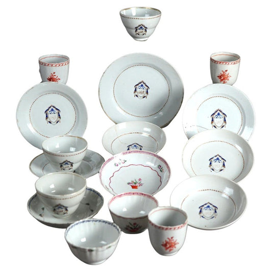 Lot of 17pc Chinese Export Porcelain Dinnerware Circa 1800