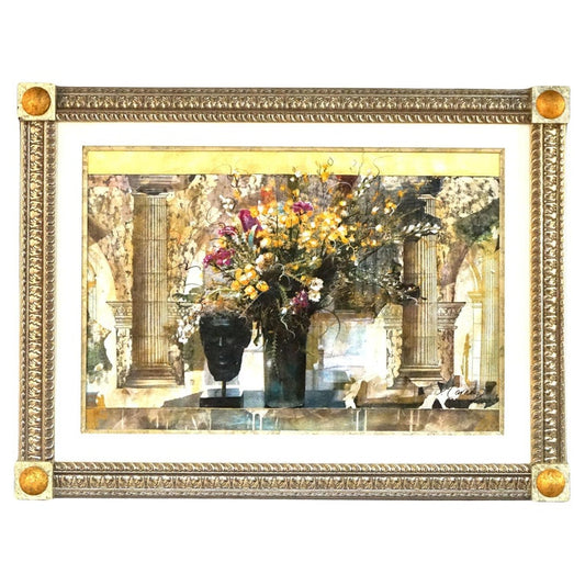 Oversized Grecian Still Life Interior Print, Framed, 20th C
