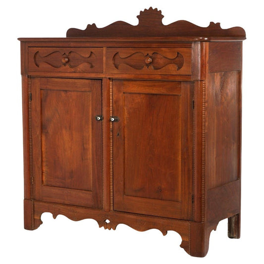 Antique Walnut Carved Country Sideboard 19th C