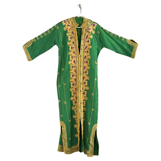 Vintage Moroccan Silk & Gold Metallic Needlework Robe 20th C
