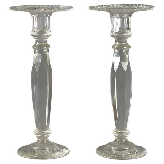 Antique Pair Sinclair Crystal Candlesticks, C1920