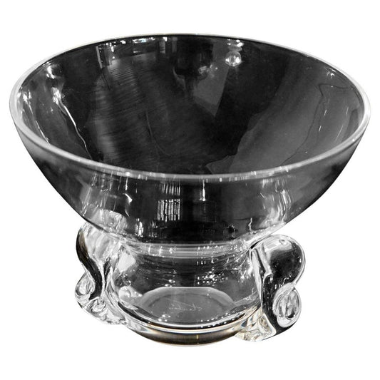Mid Century Modern Steuben Art Glass Crystal Bowl with Pinched Base 20thC