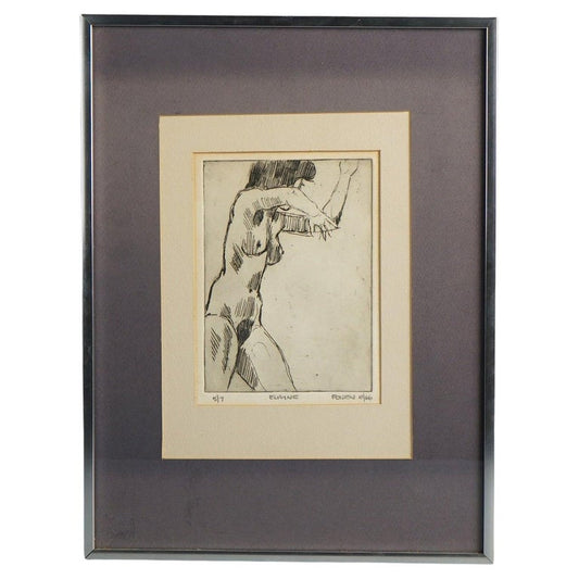 Pencil Signed "5/6 Elayne Frozen 10/66" Limited Edition Sketch of Nude Woman