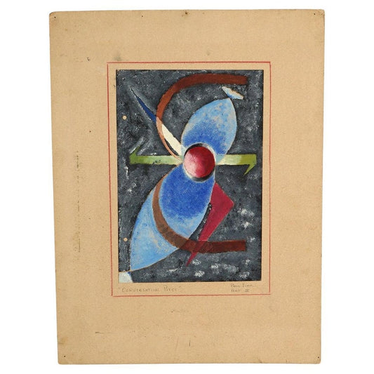Paul Sink Mid Century Modern Abstract Watercolor “Conversation Piece” C1960