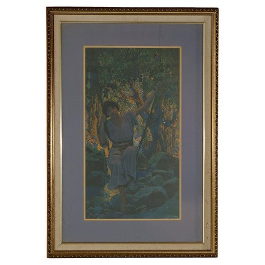 Large Maxfield Parrish "Dream Light" Art Deco Edison Mazda Calendar Top c1920