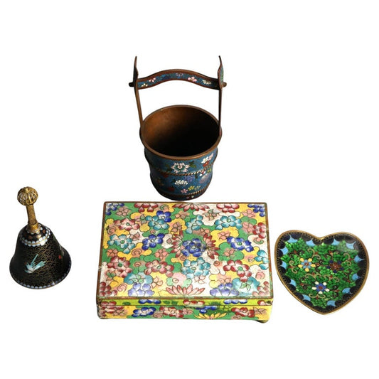 Four Antique Miscellaneous Chinese Cloisonne Enameled Items C1920