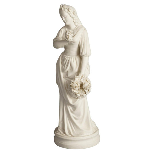 Antique Neoclassical Bisque Porcelain Figure of Classical Woman & Flowers C1850